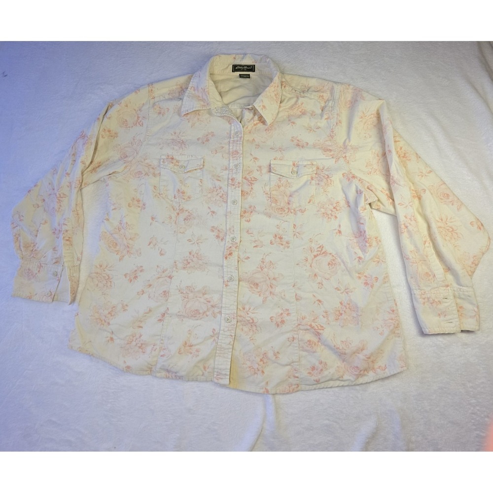 Eddie Bauer Shirt Womens XL Floral Button Up Lightweight Casual Top